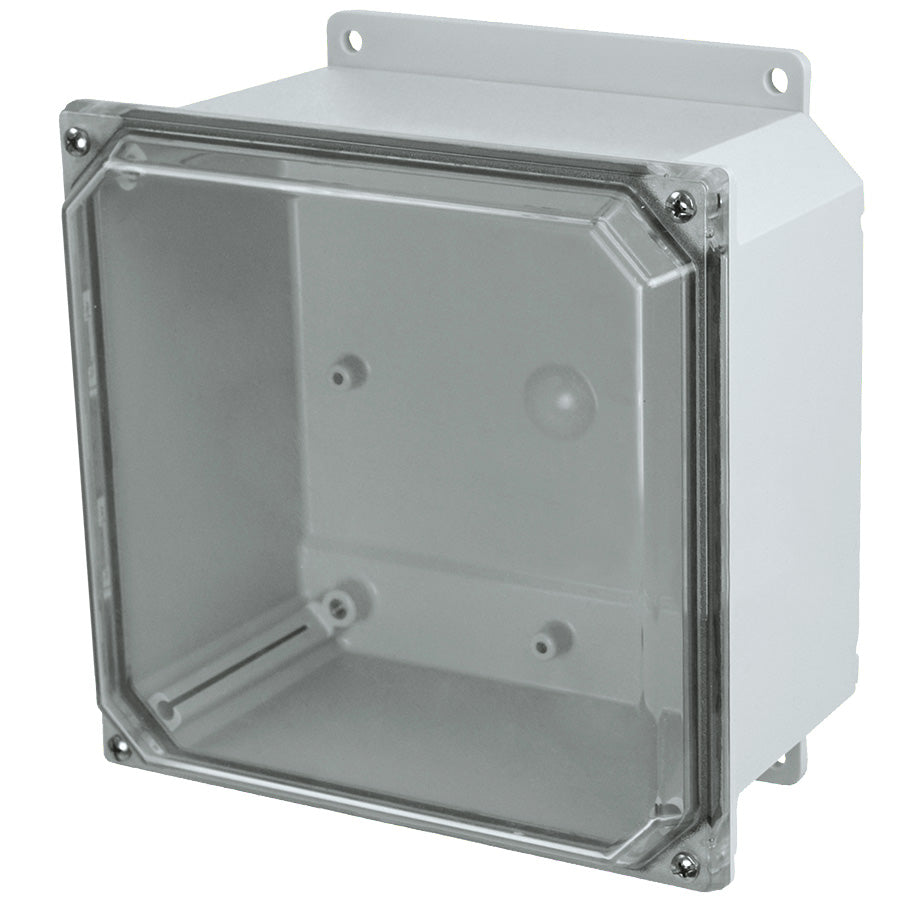 Hammond PCJ884CCF Junction Box Polycarb 8" x 8" x 4" Lift-Off Screw Cover Clear w/Flange
