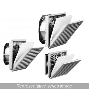Hammond PF67000T12BKSL2 Slimline Type 12 Filter Fan, 427 CFM, 230V AC, ABS, 12.60" H x 12.60" W x 5.00" D, Black.