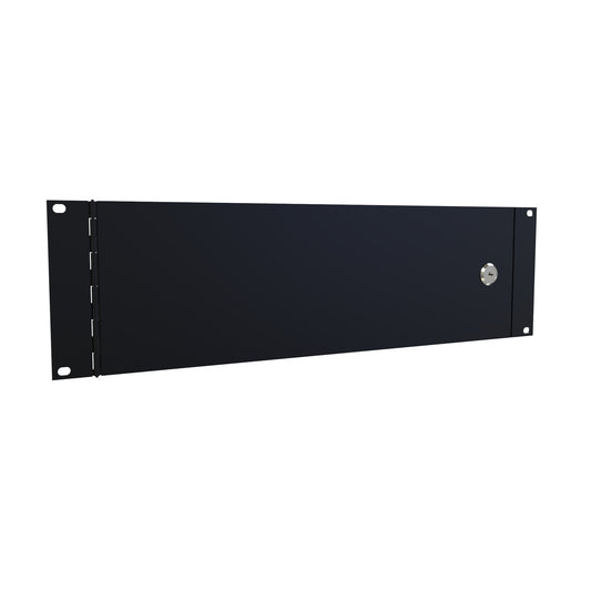 Hammond PHPF19005BK2 3U Hinged Locking Rack Security Cover, 14-Gauge Steel, 5.25" H x 19.00" W, Black, Two Keys.