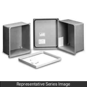 Hammond PJ14126H N4X Polyester Junction Box, Hinged Door with Screws - 14.13"" x X12.26" x 6.13"