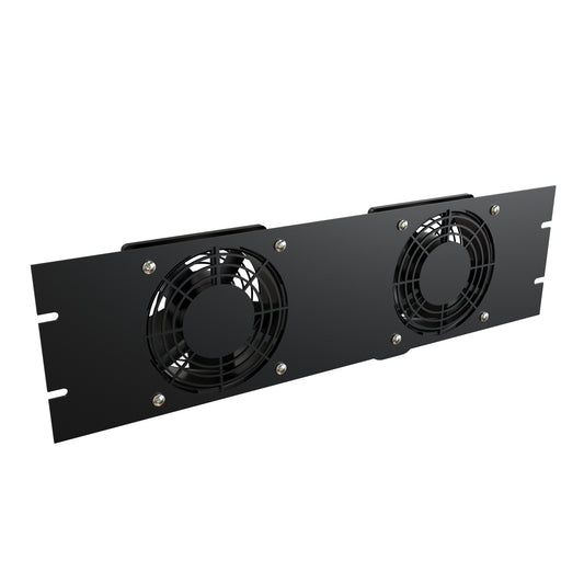 Hammond PPGPFPA230 Rack Fan Panel Assembly, 230V AC, Steel, Black, for 19" Rack Cooling Applications.