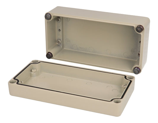Hammond R101-084-000 Type 4X/IP66 Die-Cast Aluminum Enclosure, Deep Lid/Shallow Body, 80 x 160 x 60 mm, RAL 7032 Beige.