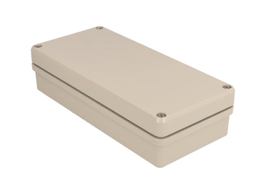 Hammond R111-083-000 EMI/RFI-Shielded Type 4X/IP66 Diecast Aluminum Enclosure, Shallow Body, 84 x 179 x 44 mm, RAL 7032 Beige.