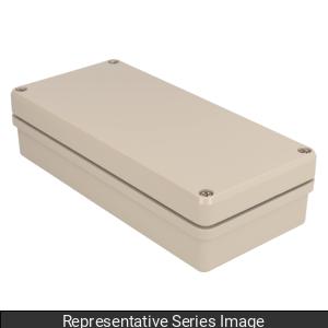 Hammond R111-081-000 EMI/RFI-Shielded Type 4X/IP66 Diecast Aluminum Enclosure, Shallow Body, 84 x 79 x 44 mm, RAL 7032 Beige.