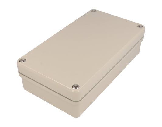 Hammond R111-123-000 EMI/RFI-Shielded Type 4X/IP66 Diecast Aluminum Enclosure, Shallow Body, 125.5 x 225.5 x 60 mm, RAL 7032 Beige.