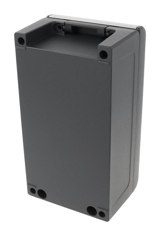 Hammond R133-112-000 IP66/IP67/IP68/IP69K Diecast Aluminum Enclosure, Recessed Hinged Lid, 200 x 110 x 80 mm, RAL 7016 Gray.