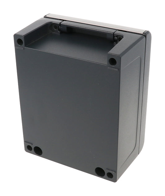 Hammond R134-130-000 IP66/IP67/IP68/IP69K Diecast Aluminum Enclosure, Flat Hinged Lid, 160 x 130 x 80 mm, RAL 7016 Gray.