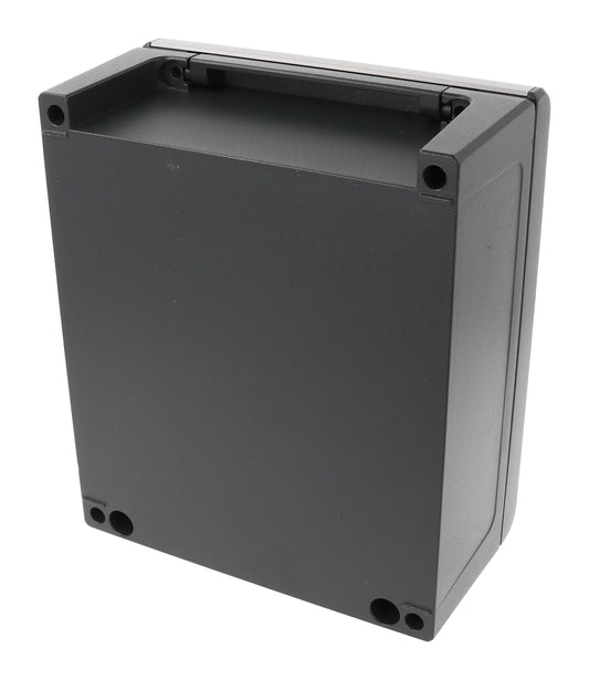 Hammond R134-170-000 IP66/IP67/IP68/IP69K Diecast Aluminum Enclosure, Flat Hinged Lid, 200 x 170 x 90 mm, RAL 7016 Gray.