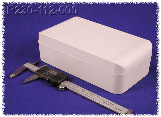 Hammond R230-112-000 Type 4X/IP66 Flame-Retardant ABS Enclosure, Recessed Lid, 200 x 110 x 60 mm, RAL 7035 Lt Gray.