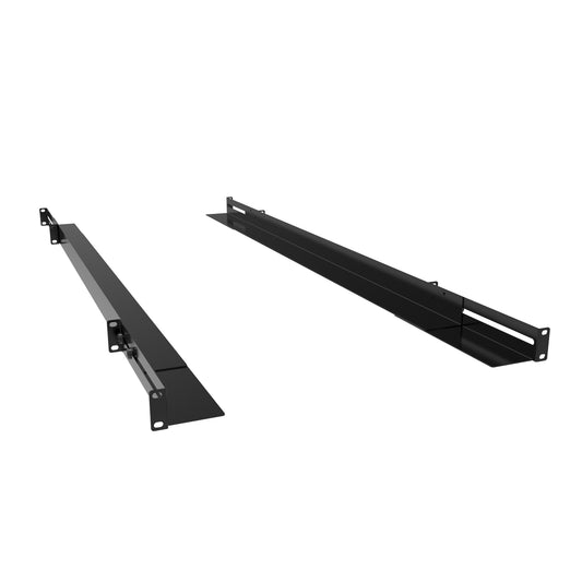 Hammond RAAB3648BK 1U Adjustable Rack Support Angles, Pair, 35.70"-48.00" Depth, 200 lb Capacity, 16-Gauge Steel, Black.