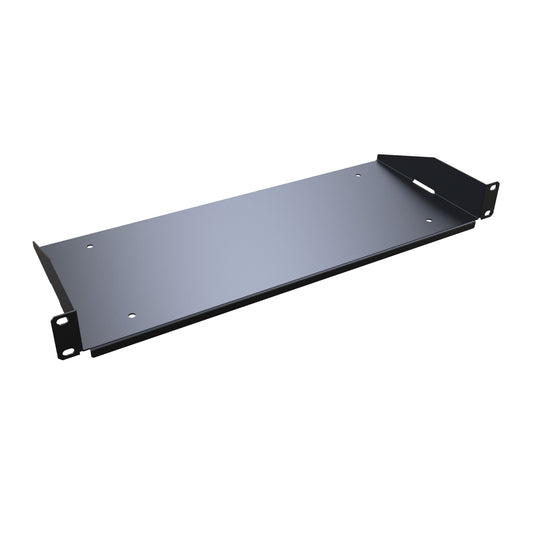 Hammond RASU190107DBK1 1U Solid Fixed Rack Shelf, 16-Gauge Steel, 1.75" H x 19.30" W x 7.00" D, 42 lb, Down-Folded Front/Rear Lips, Black.