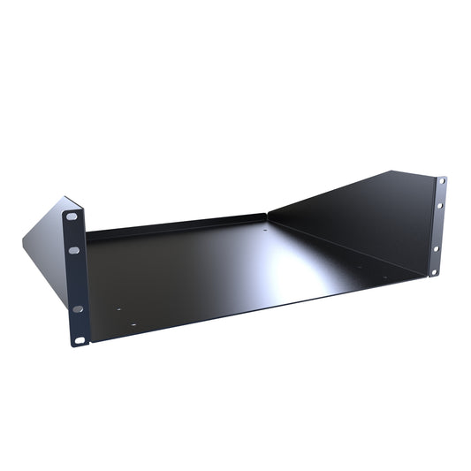 Hammond RASU190516BK1 3U Solid Fixed Rack Shelf, 14-Gauge Steel, 5.25" H x 19.30" W x 16.00" D, 200 lb, Black.