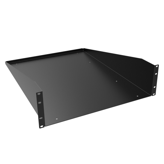 Hammond RASU190524BK1 3U Solid Fixed Rack Shelf, 14-Gauge Steel, 5.25" H x 19.30" W x 24.00" D, 200 lb, Black.
