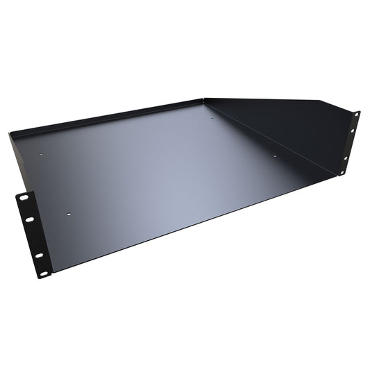 Hammond RASU230520BK1 3U Solid Fixed Rack Shelf, 14-Gauge Steel, 5.25" H x 23.30" W x 20.00" D, 200 lb, Black.
