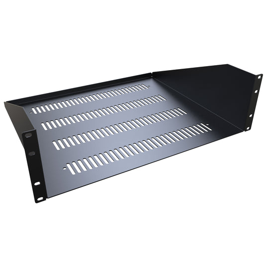 Hammond RASV190515BK1 3U Vented Fixed Rack Shelf, 14-Gauge Steel, 5.25" H x 19.30" W x 15.00" D, 200 lb, Black.