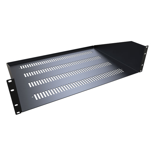 Hammond RASV230515BK1 3U Vented Fixed Rack Shelf, 14-Gauge Steel, 5.25" H x 23.30" W x 15.00" D, 200 lb, Black.