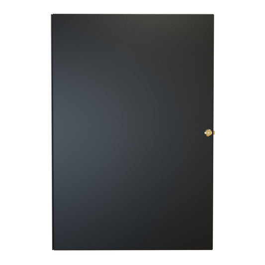 Hammond RCHD1928BK1 16U Solid Locking Door for RCH Cabinets, 16-Gauge Steel, 28.00" H, Reversible Hinge, Lock/2 Keys, Black.