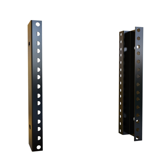 Hammond RCHR1908 5U Mounting Rack Rails for RCH Cabinets, Pair, 16-Gauge Steel, 8.75" H, 10-32 Round Holes, Black.