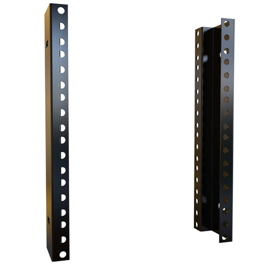 Hammond RCHR1910 6U Mounting Rack Rails for RCH Cabinets, Pair, 16-Gauge Steel, 10.50" H, 10-32 Round Holes, Black.
