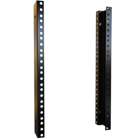 Hammond RCHR1914 8U Mounting Rack Rails for RCH Cabinets, Pair, 16-Gauge Steel, 14.00" H, 10-32 Round Holes, Black.
