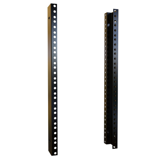 Hammond RCHR1917 10U Mounting Rack Rails for RCH Cabinets, Pair, 16-Gauge Steel, 17.50" H, 10-32 Round Holes, Black.