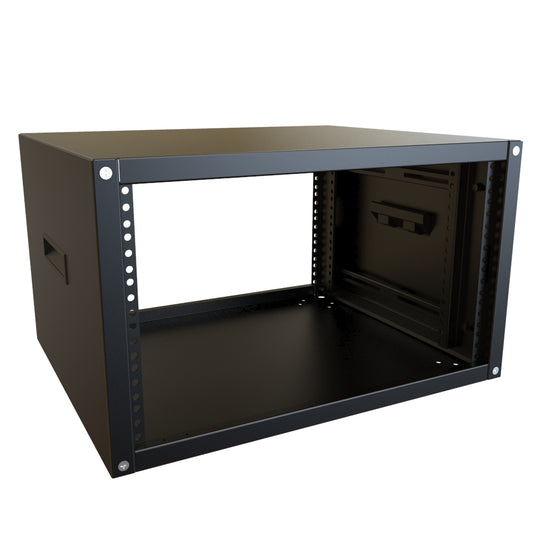Hammond RCHS1901017BK1 6U Knock-Down Rack Cabinet with Solid Sides, 16-Gauge Steel, 800 lb, 12.50" H x 21.00" W x 17.50" D, Black.