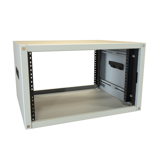 Hammond RCHS1901017LG1 6U Knock-Down Rack Cabinet with Solid Sides, 16-Gauge Steel, 800 lb, 12.50" H x 21.00" W x 17.50" D, Light Gray.