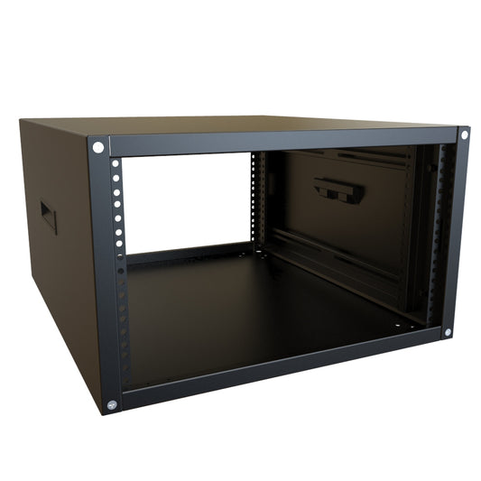 Hammond RCHS1901024BK1 6U Knock-Down Rack Cabinet with Solid Sides, 16-Gauge Steel, 800 lb, 12.50" H x 21.00" W x 24.50" D, Black.