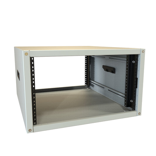 Hammond RCHS1901024LG1 6U Knock-Down Rack Cabinet with Solid Sides, 16-Gauge Steel, 800 lb, 12.50" H x 21.00" W x 24.50" D, Light Gray.