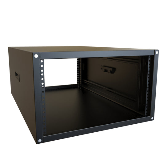 Hammond RCHS1901031BK1 6U Knock-Down Rack Cabinet with Solid Sides, 16-Gauge Steel, 800 lb, 12.50" H x 21.00" W x 31.50" D, Black.
