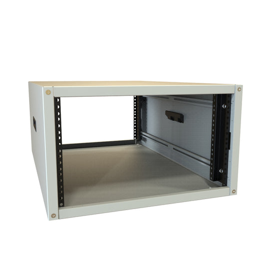 Hammond RCHS1901031LG1 6U Knock-Down Rack Cabinet with Solid Sides, 16-Gauge Steel, 800 lb, 12.50" H x 21.00" W x 31.50" D, Light Gray.