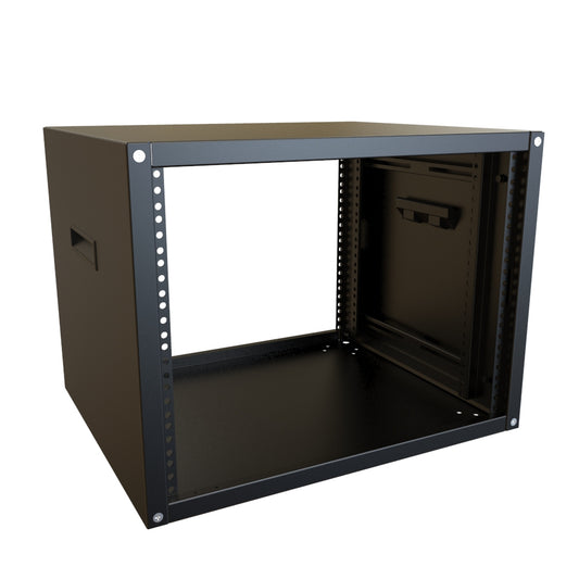 Hammond RCHS1901417BK1 8U Knock-Down Rack Cabinet with Solid Sides, 16-Gauge Steel, 800 lb, 16.00" H x 21.00" W x 17.50" D, Black.
