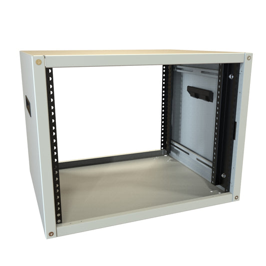 Hammond RCHS1901417LG1 8U Knock-Down Rack Cabinet with Solid Sides, 16-Gauge Steel, 800 lb, 16.00" H x 21.00" W x 17.50" D, Light Gray.