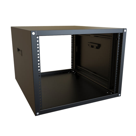 Hammond RCHS1901424BK1 8U Knock-Down Rack Cabinet with Solid Sides, 16-Gauge Steel, 800 lb, 16.00" H x 21.00" W x 24.50" D, Black.