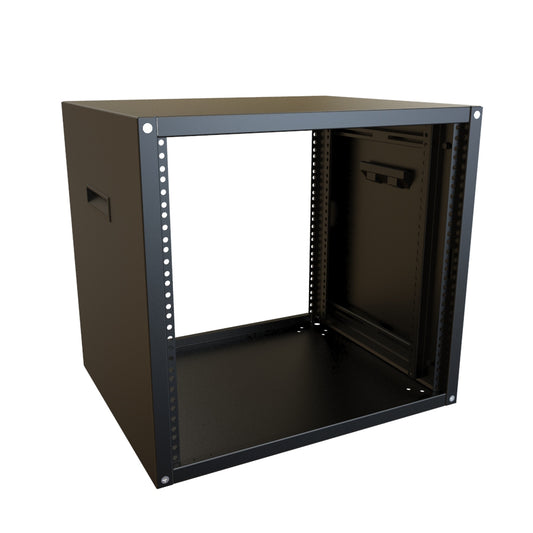 Hammond RCHS1901717BK1 10U Knock-Down Rack Cabinet with Solid Sides, 16-Gauge Steel, 800 lb, 19.50" H x 21.00" W x 17.50" D, Black.