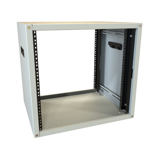 Hammond RCHS1901717LG1 10U Knock-Down Rack Cabinet with Solid Sides, 16-Gauge Steel, 800 lb, 19.50" H x 21.00" W x 17.50" D, Light Gray.