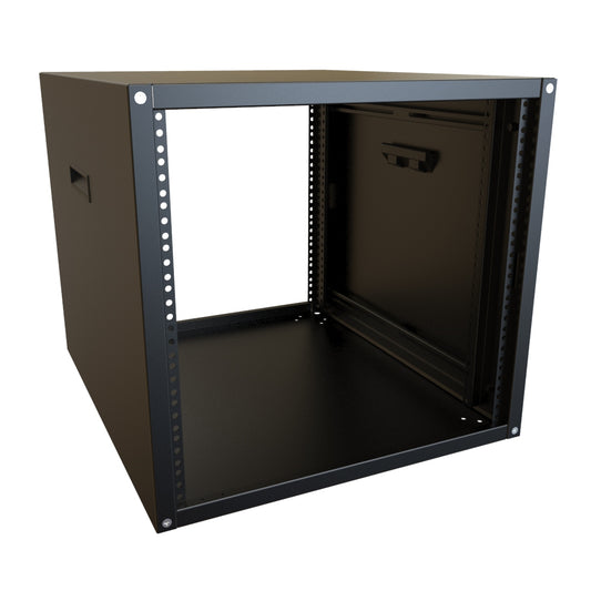 Hammond RCHS1901724BK1 10U Knock-Down Rack Cabinet with Solid Sides, 16-Gauge Steel, 800 lb, 19.50" H x 21.00" W x 24.50" D, Black.