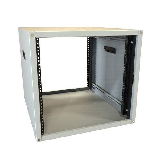 Hammond RCHS1901724LG1 10U Knock-Down Rack Cabinet with Solid Sides, 16-Gauge Steel, 800 lb, 19.50" H x 21.00" W x 24.50" D, Light Gray.