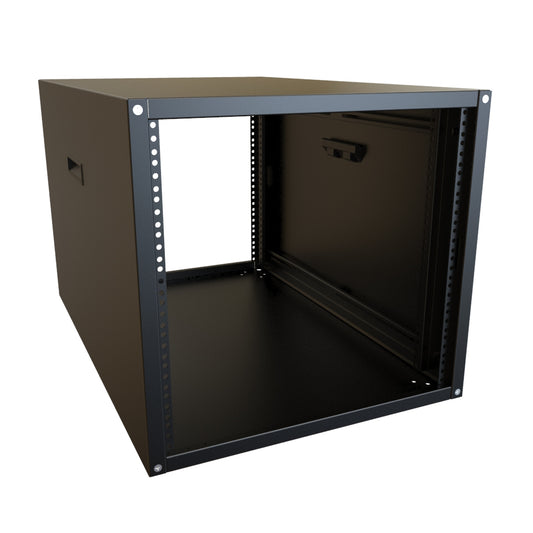 Hammond RCHS1901731BK1 10U Knock-Down Rack Cabinet with Solid Sides, 16-Gauge Steel, 800 lb, 19.50" H x 21.00" W x 31.50" D, Black.