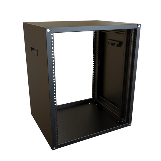 Hammond RCHS1902217BK1 13U Knock-Down Rack Cabinet with Solid Sides, 16-Gauge Steel, 800 lb, 24.75" H x 21.00" W x 17.50" D, Black.