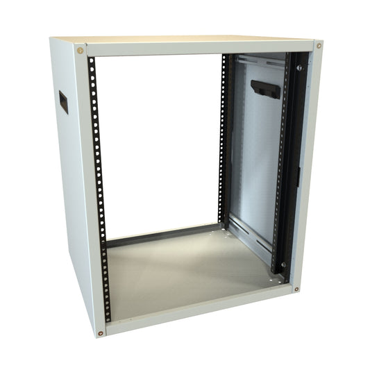 Hammond RCHS1902217LG1 13U Knock-Down Rack Cabinet with Solid Sides, 16-Gauge Steel, 800 lb, 24.75" H x 21.00" W x 17.50" D, Light Gray.