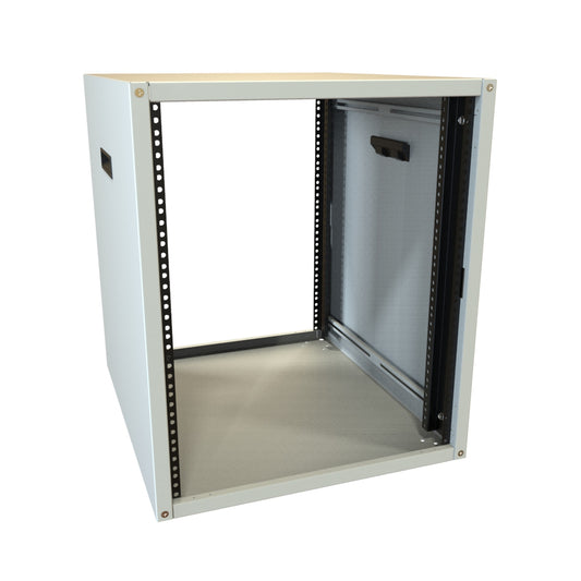 Hammond RCHS1902224LG1 13U Knock-Down Rack Cabinet with Solid Sides, 16-Gauge Steel, 800 lb, 24.75" H x 21.00" W x 24.50" D, Light Gray.