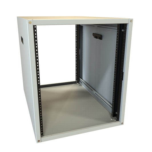 Hammond RCHS1902231LG1 13U Knock-Down Rack Cabinet with Solid Sides, 16-Gauge Steel, 800 lb, 24.75" H x 21.00" W x 31.50" D, Light Gray.