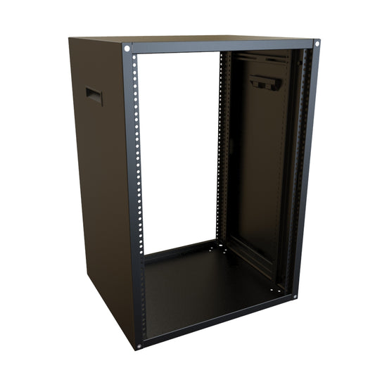 Hammond RCHS1902817BK1 16U Knock-Down Rack Cabinet with Solid Sides, 16-Gauge Steel, 800 lb, 30.00" H x 21.00" W x 17.50" D, Black.