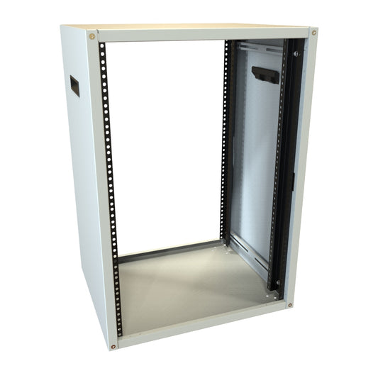 Hammond RCHS1902817LG1 16U Knock-Down Rack Cabinet with Solid Sides, 16-Gauge Steel, 800 lb, 30.00" H x 21.00" W x 17.50" D, Light Gray.