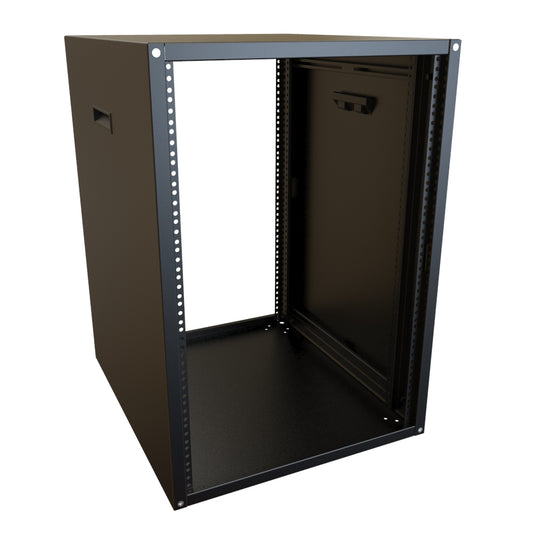 Hammond RCHS1902824BK1 16U Knock-Down Rack Cabinet with Solid Sides, 16-Gauge Steel, 800 lb, 30.00" H x 21.00" W x 24.50" D, Black.
