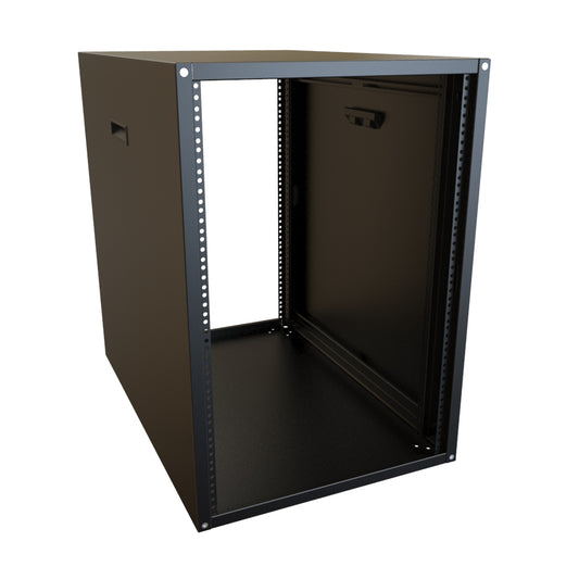 Hammond RCHS1902831BK1 16U Knock-Down Rack Cabinet with Solid Sides, 16-Gauge Steel, 800 lb, 30.00" H x 21.00" W x 31.50" D, Black.