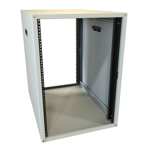 Hammond RCHS1902831LG1 16U Knock-Down Rack Cabinet with Solid Sides, 16-Gauge Steel, 800 lb, 30.00" H x 21.00" W x 31.50" D, Light Gray.