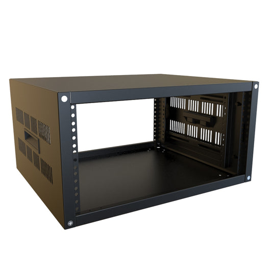 Hammond RCHV1900817BK1 5U Knock-Down Rack Cabinet with Vented Sides, 16-Gauge Steel, 800 lb, 10.75" H x 21.00" W x 17.50" D, Black.