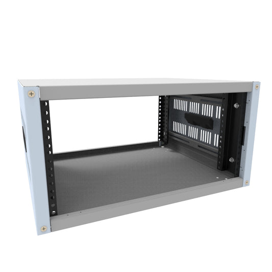 Hammond RCHV1900817LG1 5U Knock-Down Rack Cabinet with Vented Sides, 16-Gauge Steel, 800 lb, 10.75" H x 21.00" W x 17.50" D, Light Gray.